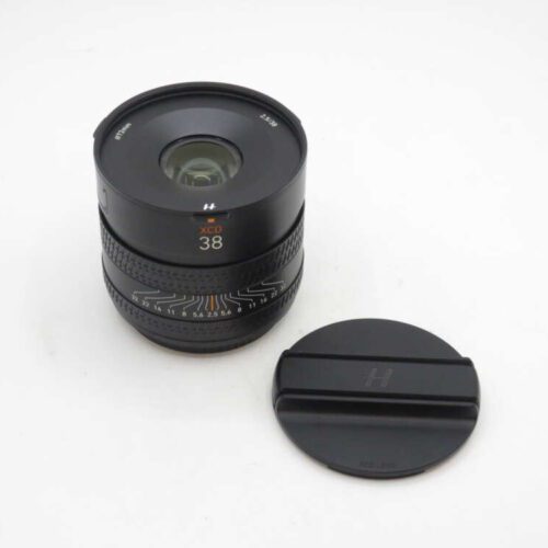 Hasselblad XCD 38mm camera lens with detached lens cap.