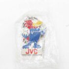 Mascot keychain of the 1998 FIFA World Cup in France, featuring a rooster holding a football with "JVC" and "France 98" text.