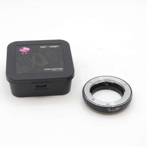 K&F Concept lens adapter with the box on a white background.