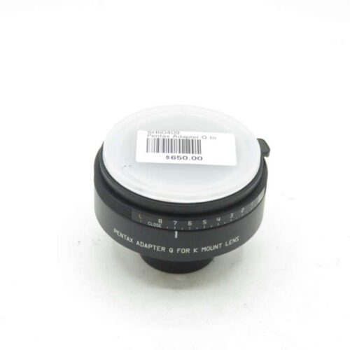 Pentax adapter Q for K mount lens with price tag indicating $650.