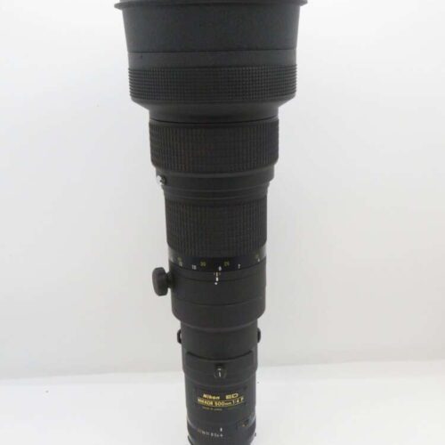 Black Nikon ED NIKKOR 500mm 1:4 P lens.