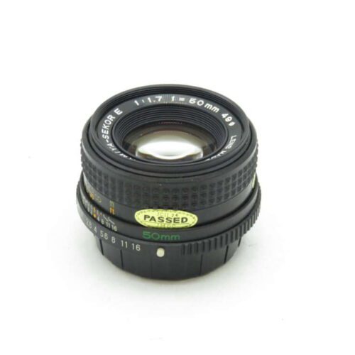 a black camera lens with white text
