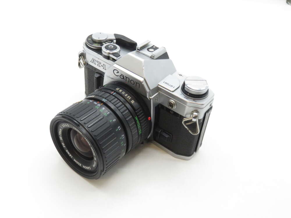 IMG_0157 A vintage Canon AT-1 film camera with a Canon FD 28mm lens.