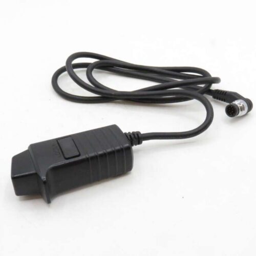 A black wired gaming controller with a rectangular, ergonomic design and a connector at the end.